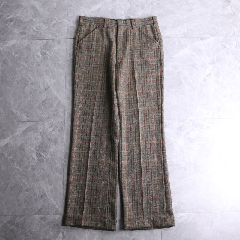 70's check tweed flare slacks