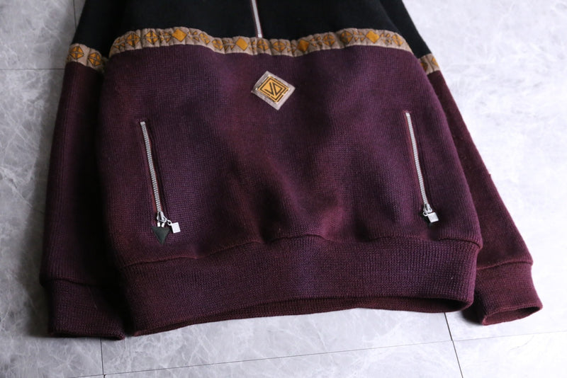 knit switch half-zip pull-over