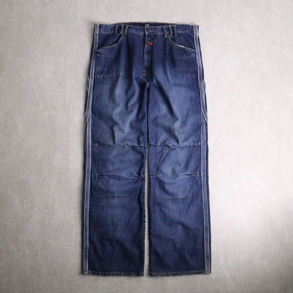 “M+F GIRBAUD” 3D tuck design wide denim pants