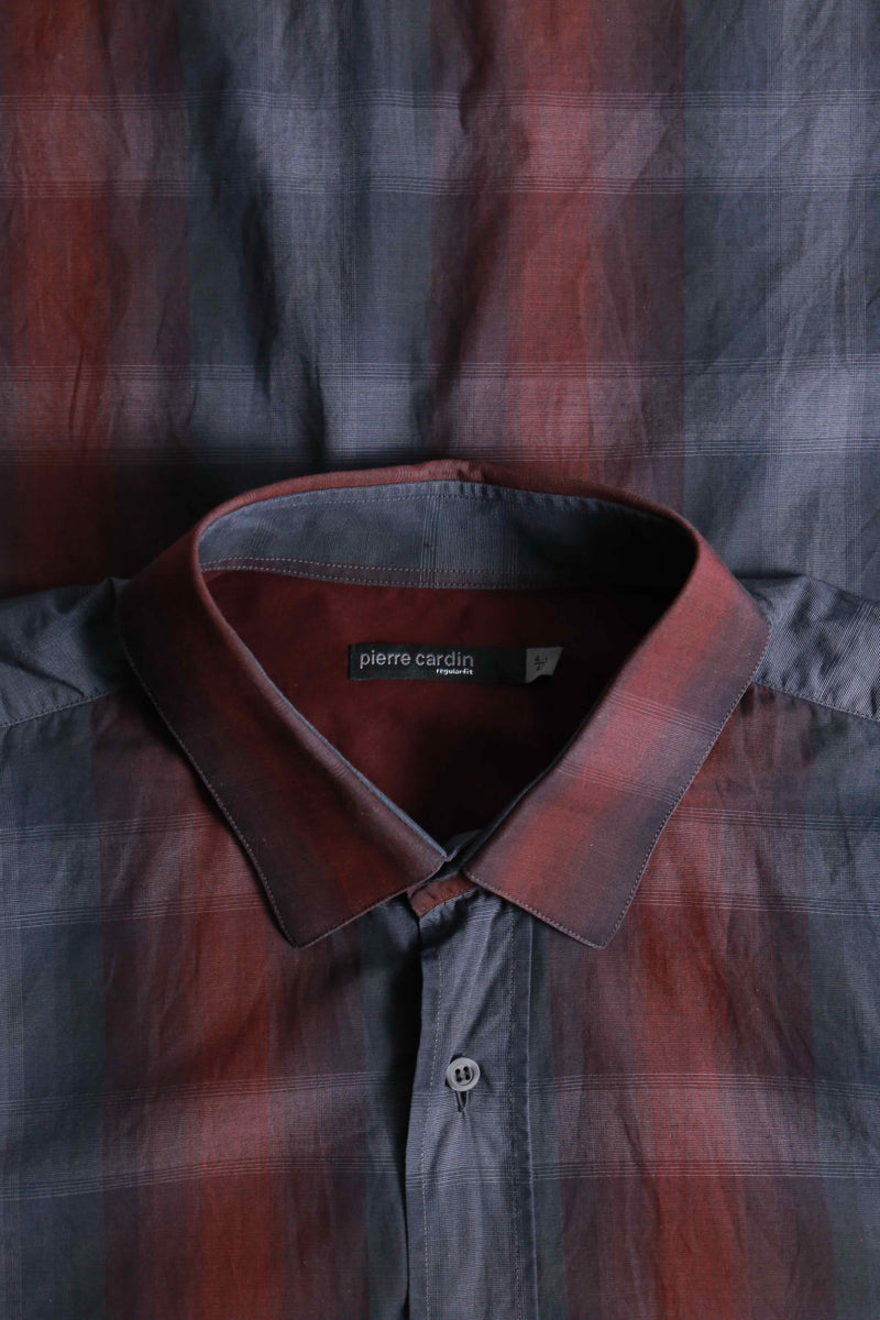 "Pierre Cardin" ombre check cotton poplin shirt
