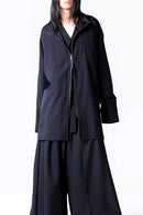 BISHOOL Wool Gabardine Zip Stand Shirt Jacket