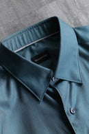 "Ermenegild Zegna" turquoise green twill cotton shirt