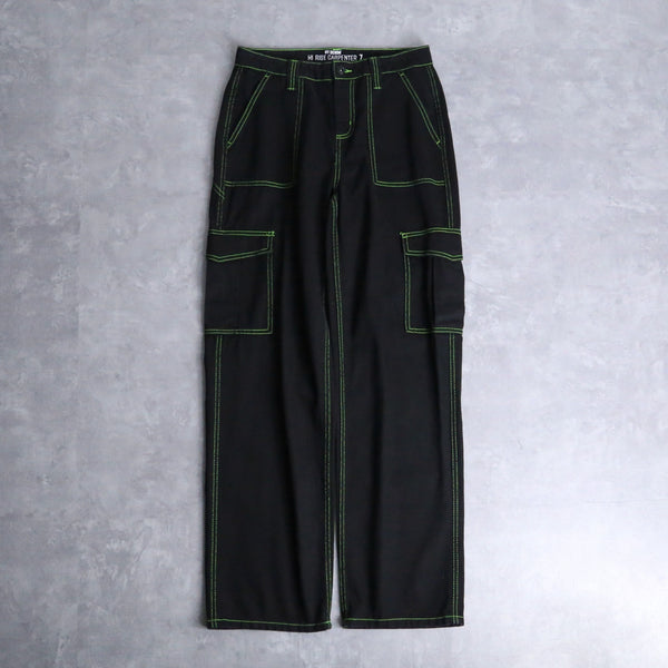 light green stitch design straight cargo pants