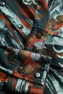 70's artistic printing poly dress shirt