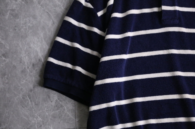 "Ralph Lauren" navy × white border polo shirt