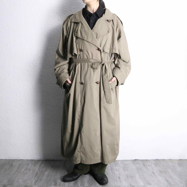 sand beige color poly long trench coat