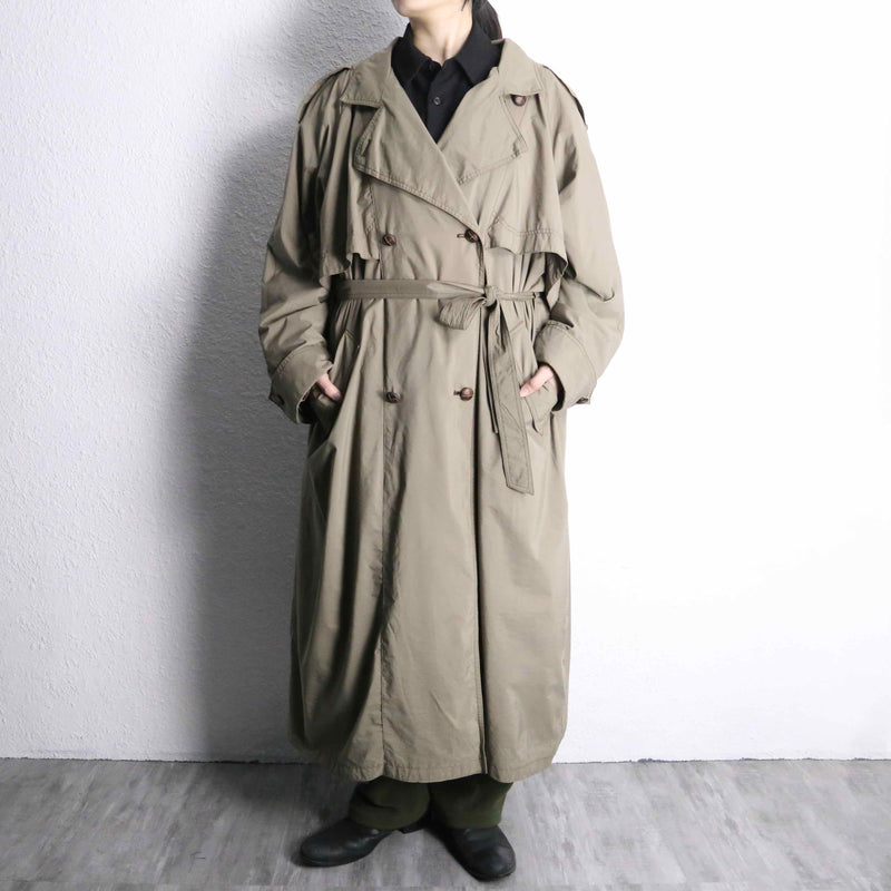 sand beige color poly long trench coat