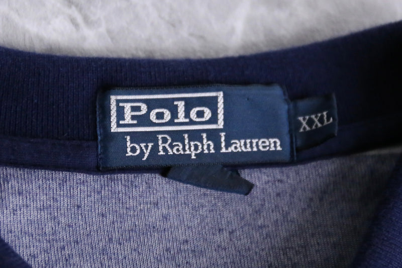 "Ralph Lauren" navy × white border polo shirt