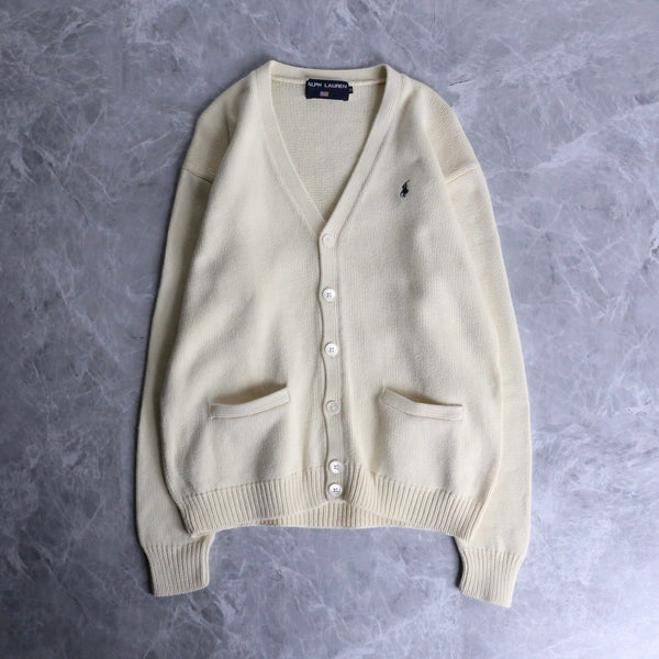 “Ralph Lauren”white color with pocket knit cardigan