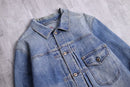 faded indigo single pocket denim jacket