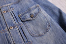 faded indigo single pocket denim jacket