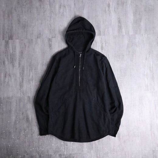 INC black linen half zip hoodie