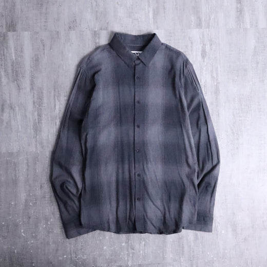 DKNY monotone shadow check cotton viscose shirt