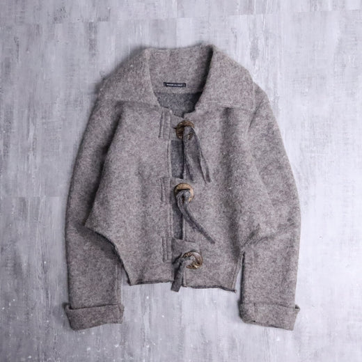 cropped deformation wool jacket