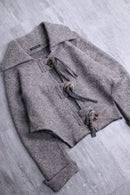 cropped deformation wool jacket