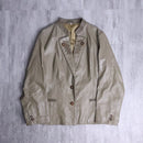 leaf patchwork olive-beige leather jacket