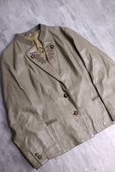 leaf patchwork olive-beige leather jacket