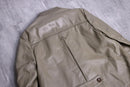 leaf patchwork olive-beige leather jacket