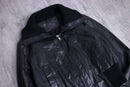 high-neck cropped leather jacket
