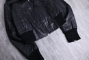 high-neck cropped leather jacket