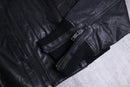 high-neck cropped leather jacket