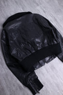 high-neck cropped leather jacket