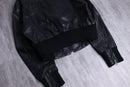 high-neck cropped leather jacket