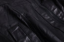 high-neck cropped leather jacket