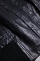 high-neck cropped leather jacket