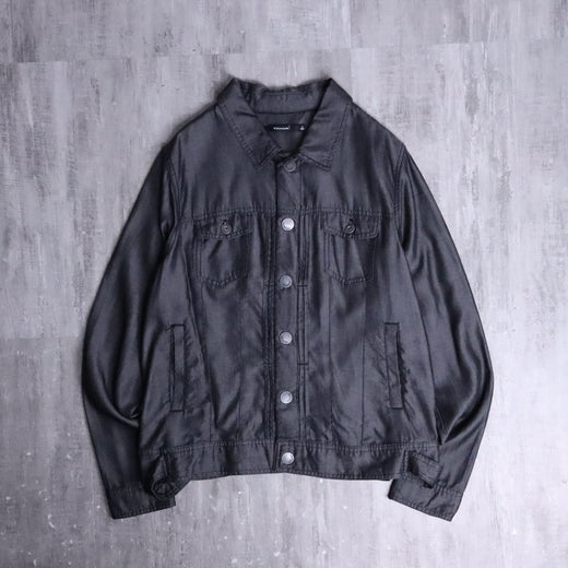 charcoal black denim tracker jacket