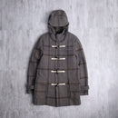 check pattern hooded duffle coat