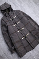 check pattern hooded duffle coat