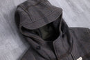 check pattern hooded duffle coat