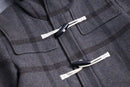 check pattern hooded duffle coat