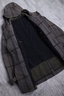 check pattern hooded duffle coat
