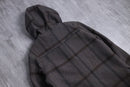 check pattern hooded duffle coat