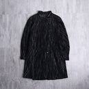 geometry line design middle leather coat