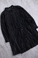geometry line design middle leather coat