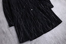 geometry line design middle leather coat