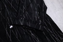 geometry line design middle leather coat