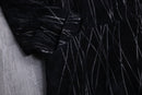geometry line design middle leather coat