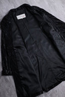geometry line design middle leather coat