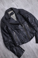 studs design lamb leather riders jacket