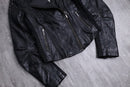 studs design lamb leather riders jacket