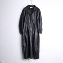 deep-slit leather maxi coat
