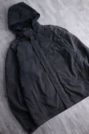 00's "TOMMY HILFIGER" black smooth fabric zip hoodie jacket
