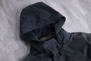 00's "TOMMY HILFIGER" black smooth fabric zip hoodie jacket