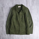 olive suède leather switch wool cardigan