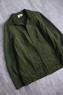 olive suède leather switch wool cardigan