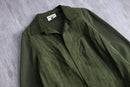 olive suède leather switch wool cardigan